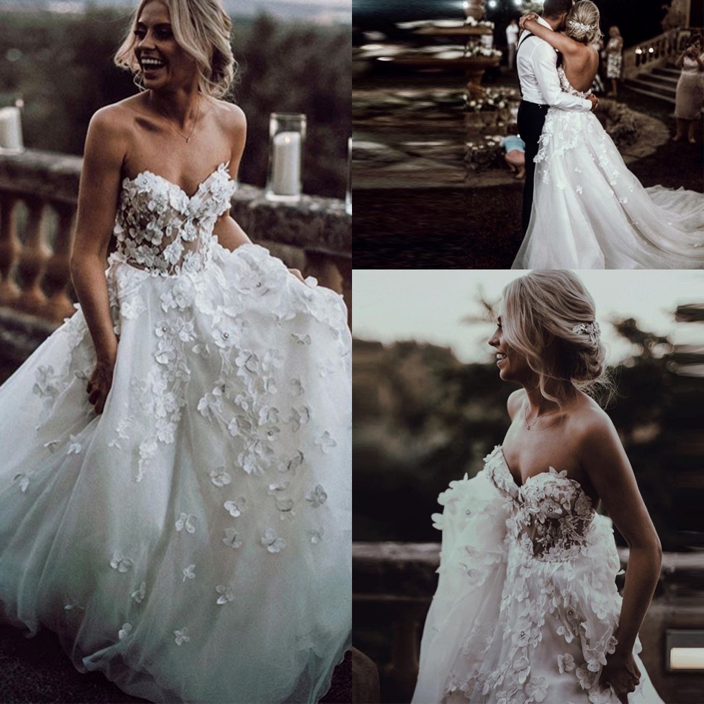 Floral 3D Lace A Line Wedding Gowns Bohemian Country Sweetheart Sexy Backless Bridal Dresses Sweep Train Tulle Vestidos De Novia Plus Size AL3623, Chocolate
Floral 3D Lace A Line Wedding Gowns Bohemian Country Sweetheart Sexy Backless Bridal Dresses Sweep Train Tulle Vestidos De Novia Plus Size AL3623, Chocolate