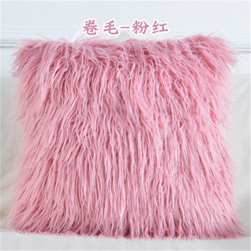 Cushion/Decorative Pillow Fashion Plush Furry Pink Cushion Cover Super Soft Decorative Pillowcase Home Bed Sofa Decoration Supplies Textile