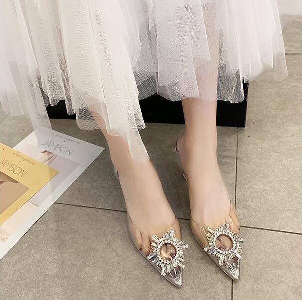Hot Sale-WHOSONG 2019 new women summer transparent crystal sun diamond pointed high-heeled wine glass with fashion wild sandals