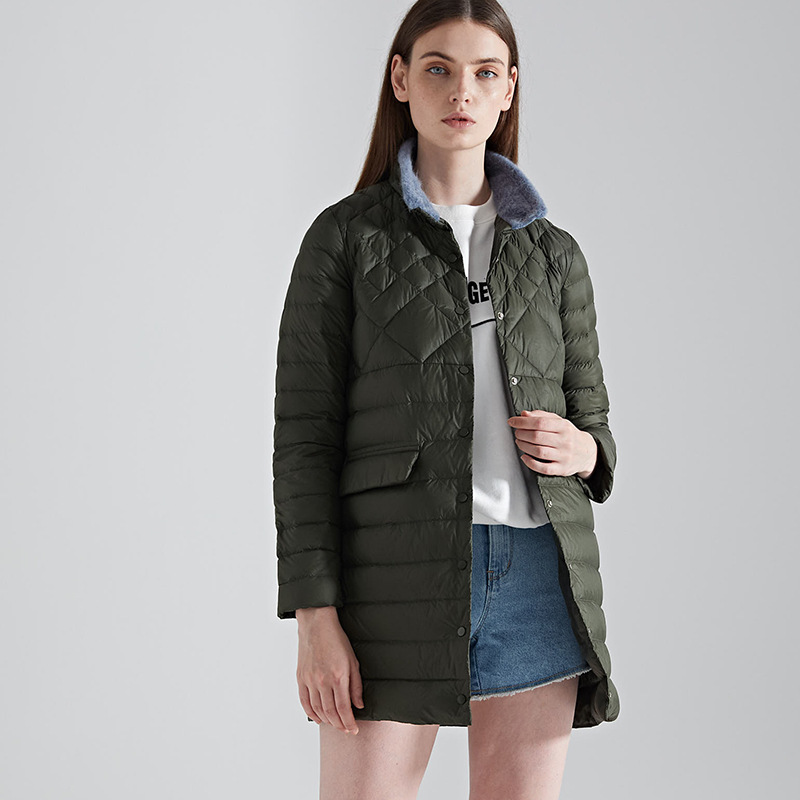 New arrival 2019 autumn winter thin down jacket women medium long stand collar pockets white duck down coat outerwear
New arrival 2019 autumn winter thin down jacket women medium long stand collar pockets white duck down coat outerwear