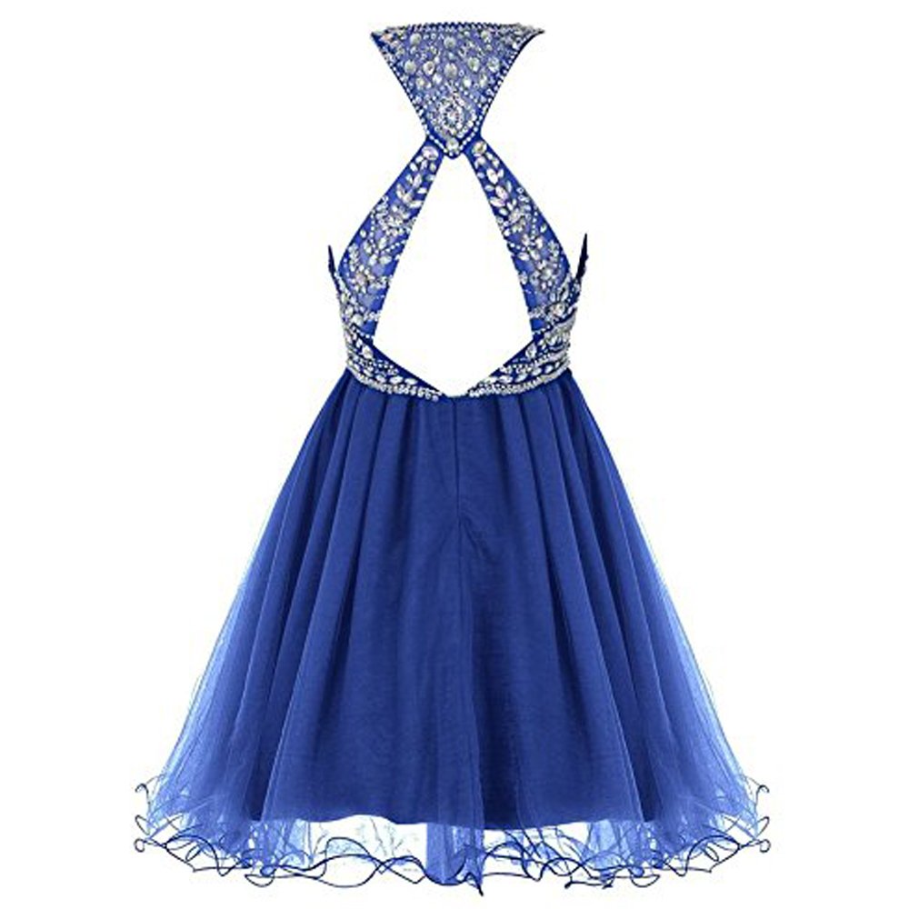 2019 New Chiffon Short Homecoming Dresses Halter Neck Bling Beaded Mini Prom Party Gowns 100% Real Photo QC1339