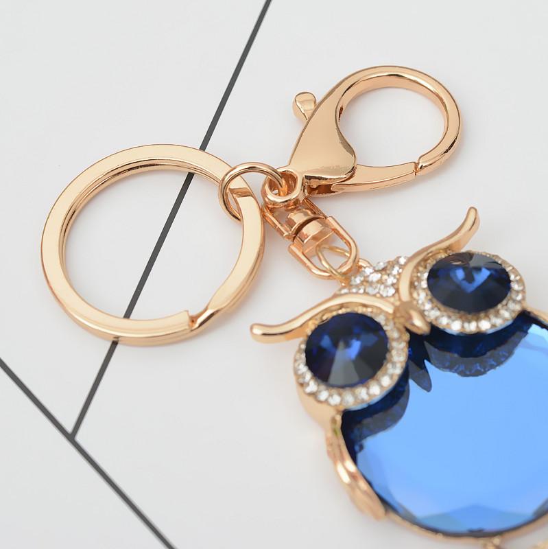 Fashion Owl Crystal Keychain Cute Cartoon Rhinestone Trinket Women Keyrings Car Key Chain Holder Female Bag Pendant Jewelry Gift