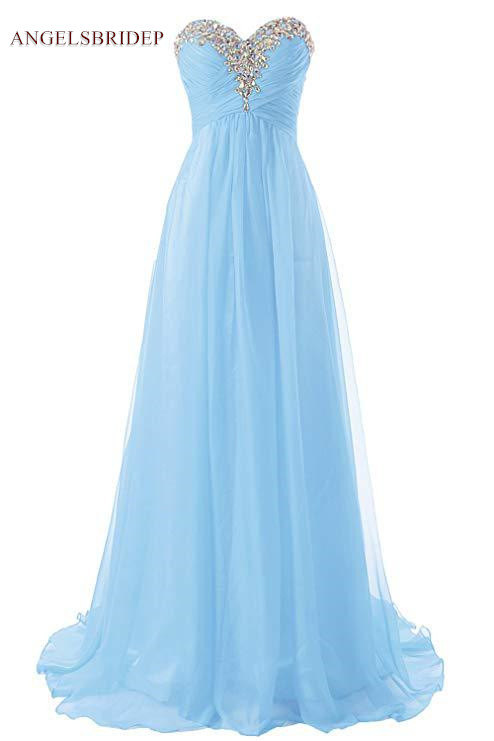 Sexy Sweetheart Long Evening Dresses Longo Vestido De Festa Crystal Chiffon Floor-Length Lace-up Back Formal Party Gowns, Sky blue
Sexy Sweetheart Long Evening Dresses Longo Vestido De Festa Crystal Chiffon Floor-Length Lace-up Back Formal Party Gowns, Sky blue