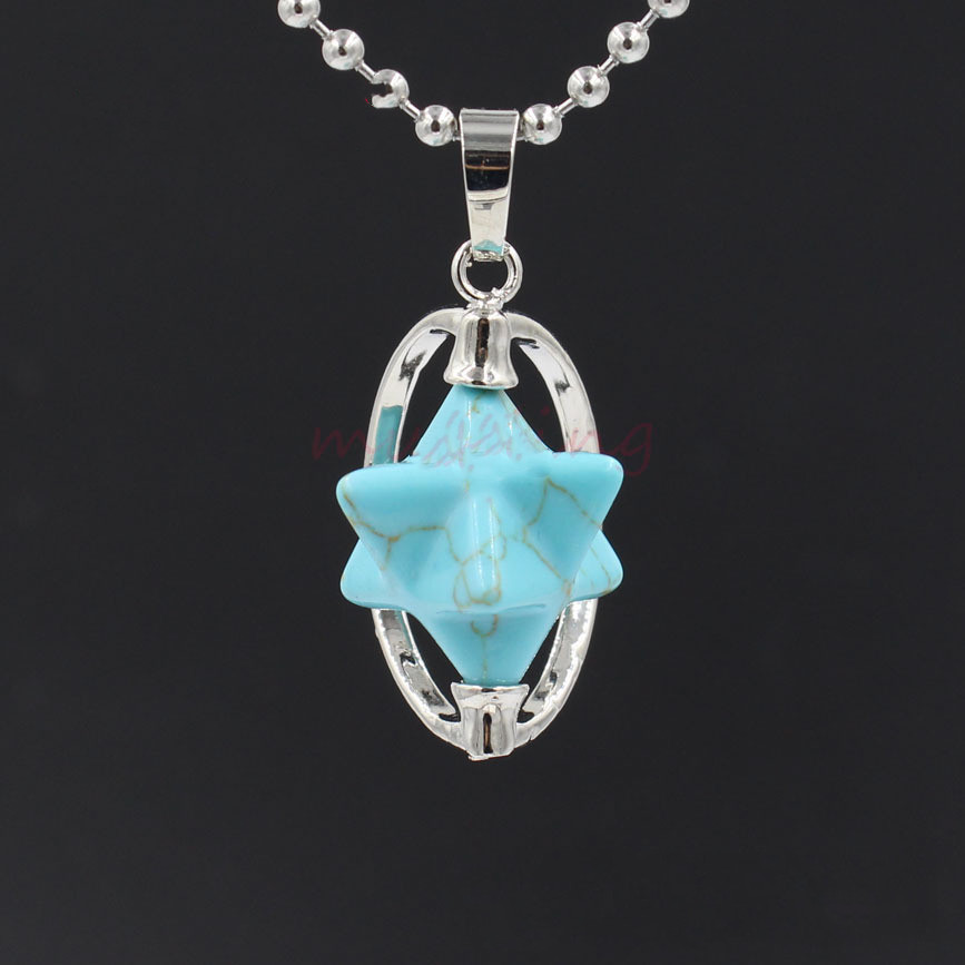 Reiki Healing Crystal Five Star Pendant Men and Women Stainless Steel Reiki Healing Necklace