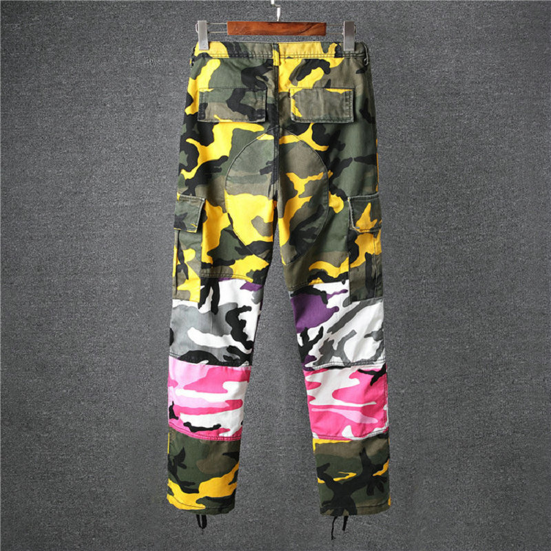 drop shipping Camo Patchwork Cargo Pants Men's Hip Hop Casual Camouflage Trousers Streetwear Joggers Sweatpants NXP12 T200113