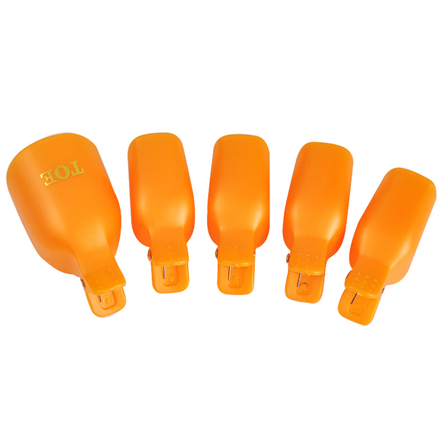 5 Pcs Foot Toe Soak Off Cap Set Colorful Plastic Clip UV Gel Polish Remover Wrap Manicure Nail Art Tool Kit Manicure Tool 5pcs/set