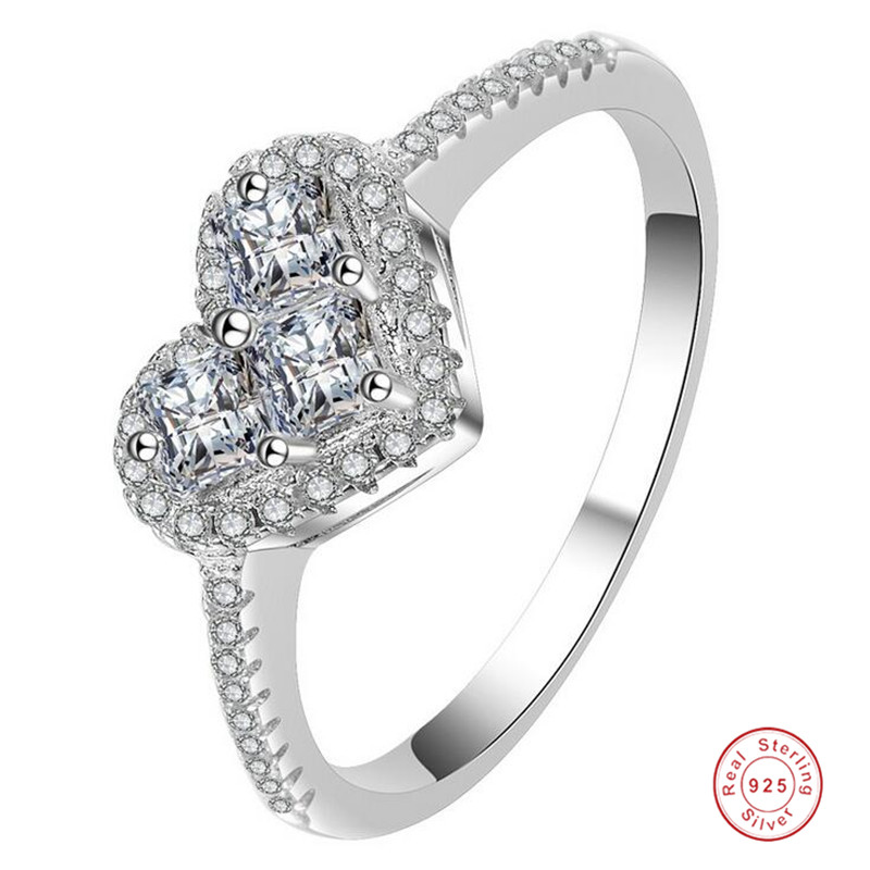 Choucong Brand New Luxury Jewelry 925 Sterling Silver Princess Cut White Topaz SONA Diamond Promise Party Women Wedding Heart Band Ring Gift