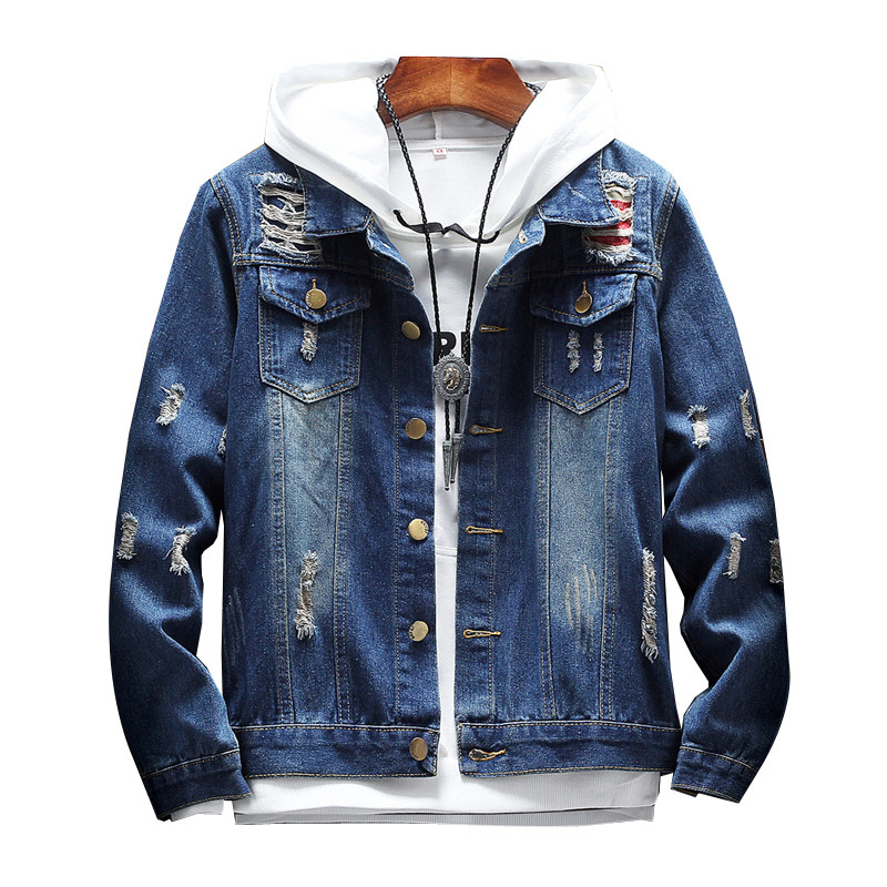 Mens Denim Jacket Trendy Fashion Hip Hop Streetwer Ripped Denim Jacket Men Jeans Jackets Cowboy Coats New Spring Autumn Clothing, Blue
Mens Denim Jacket Trendy Fashion Hip Hop Streetwer Ripped Denim Jacket Men Jeans Jackets Cowboy Coats New Spring Autumn Clothing, Blue