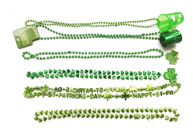 St. Patrick's Day Necklace Bracelet Shamrock Clover Green Hat Beaded Pendant Necklace Holiday Favors Presents Party Festival DIY Decoration