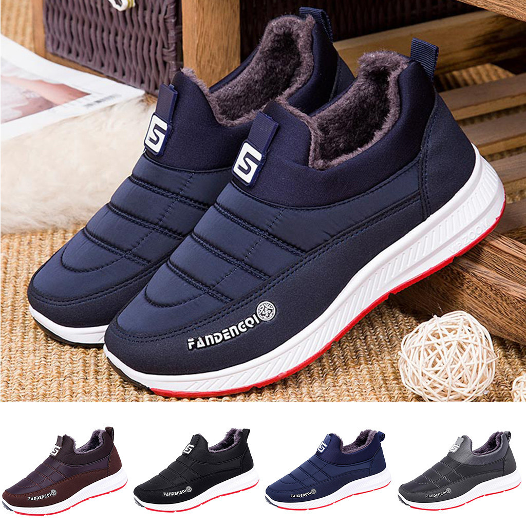 Men Casual Sneakers Shoes Men Casual Warm Slip On Short Ankle Boots Shoes Male Outdoor Sports Shoes Fur platform Winter Sneakers Y200104
