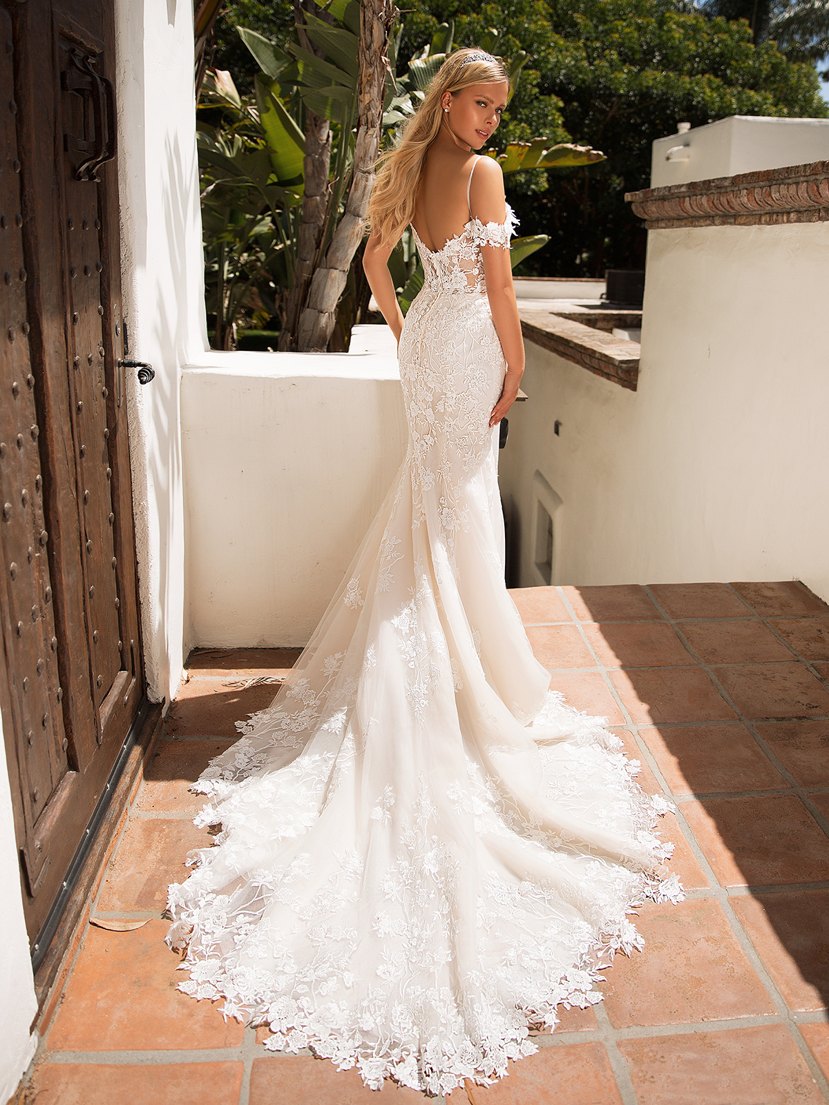 Modet Mermaid Lace Ackle Wedding Dree Off The Shoulder Ridal Gown Sweep Train Trumpet Vetido De Novia