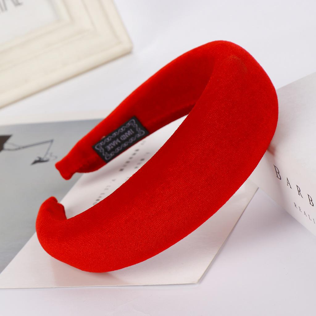 16 Colors Women Padded Wide Sponge Headband Glitter Velvet Sweet Candy Color Hair Hoop Vintage Party Stretchy Thick Headpiece