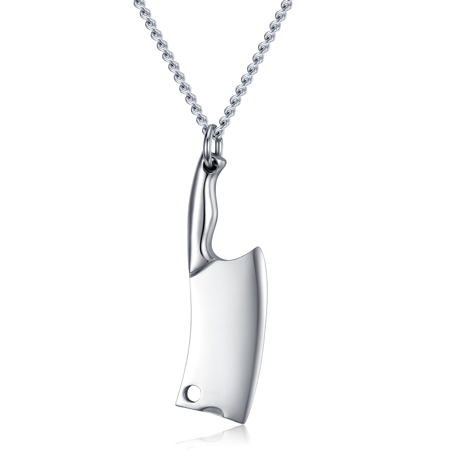 Colorful Creative Knife Shape Pendant Necklace Cool Men Hip Hop Stainless Steel Charm Pendants Jewelry Wholesale