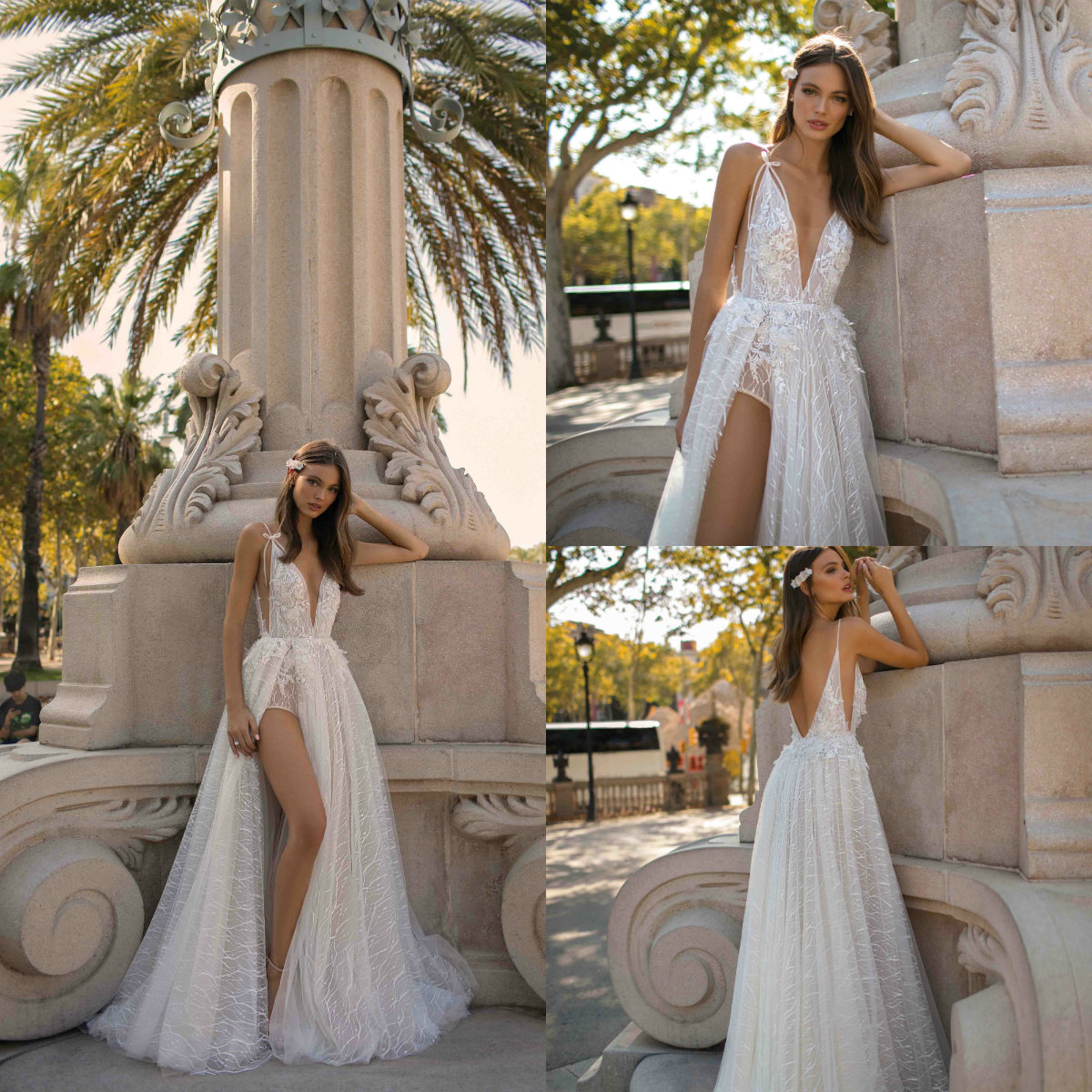 2020 Berta Wedding Dresses Spaghetti High Split Sweep Train Short Pants Skirt Appliqued Boho Wedding Dress Custom Made Lace Robes De Mariée, Daffodil
2020 Berta Wedding Dresses Spaghetti High Split Sweep Train Short Pants Skirt Appliqued Boho Wedding Dress Custom Made Lace Robes De Mariée, Daffodil