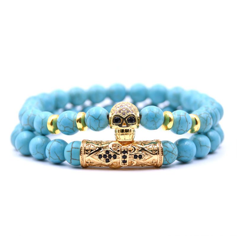 Micro-inlaid zircon skull bracelet set (2) couple 2018 summer perfect fashion birthday bracelet gift