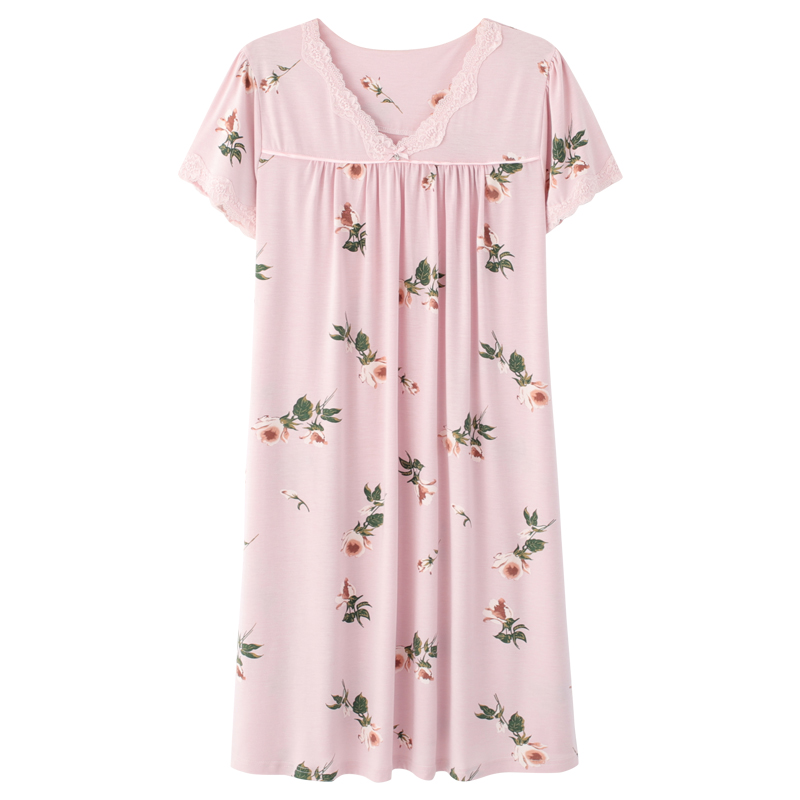 Sleep Shirt Pink Floral Nightgown Women Short Sleeve Home Dress Sleep Dress Floral V Neck Night Gown Elegant Nighties for Women, 116
Sleep Shirt Pink Floral Nightgown Women Short Sleeve Home Dress Sleep Dress Floral V Neck Night Gown Elegant Nighties for Women, 116