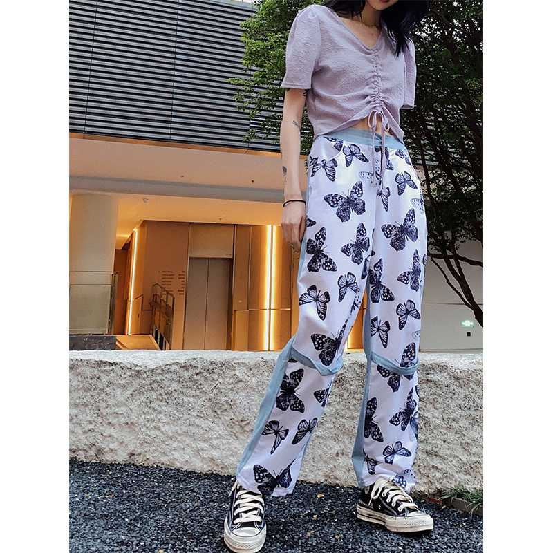 High waisted jeans retro patchwork butterfly print homestay casual couple loose straight leg wide leg jean feminine trend, Black
High waisted jeans retro patchwork butterfly print homestay casual couple loose straight leg wide leg jean feminine trend, Black
