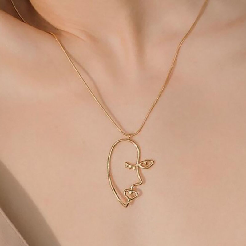 Alloy Abstract Distorted Human Face Pendant Contour New Temperament Hollow Out Figure Art Stylish Necklace For Women, Silver
Alloy Abstract Distorted Human Face Pendant Contour New Temperament Hollow Out Figure Art Stylish Necklace For Women, Silver