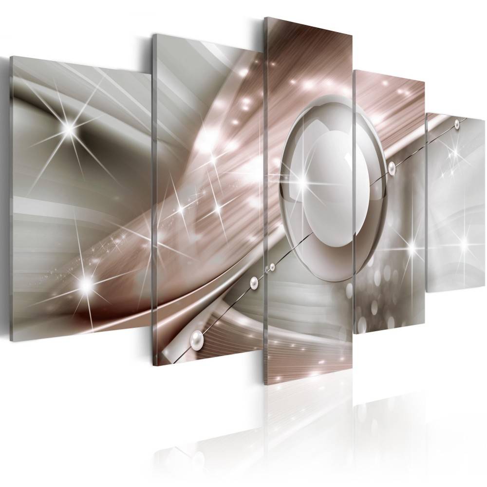 5 Panels Modern Art Decor Office Painting Abstract Light Multicolor Metal Effect Circle Shape Wall Art for Home Decor,No Frame