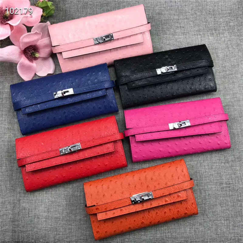 Good quality Fashion female ostrich leather wallet polyester casual buckle flip soft new clutch bag purse hand casual multi-function wallet от DHgate WW