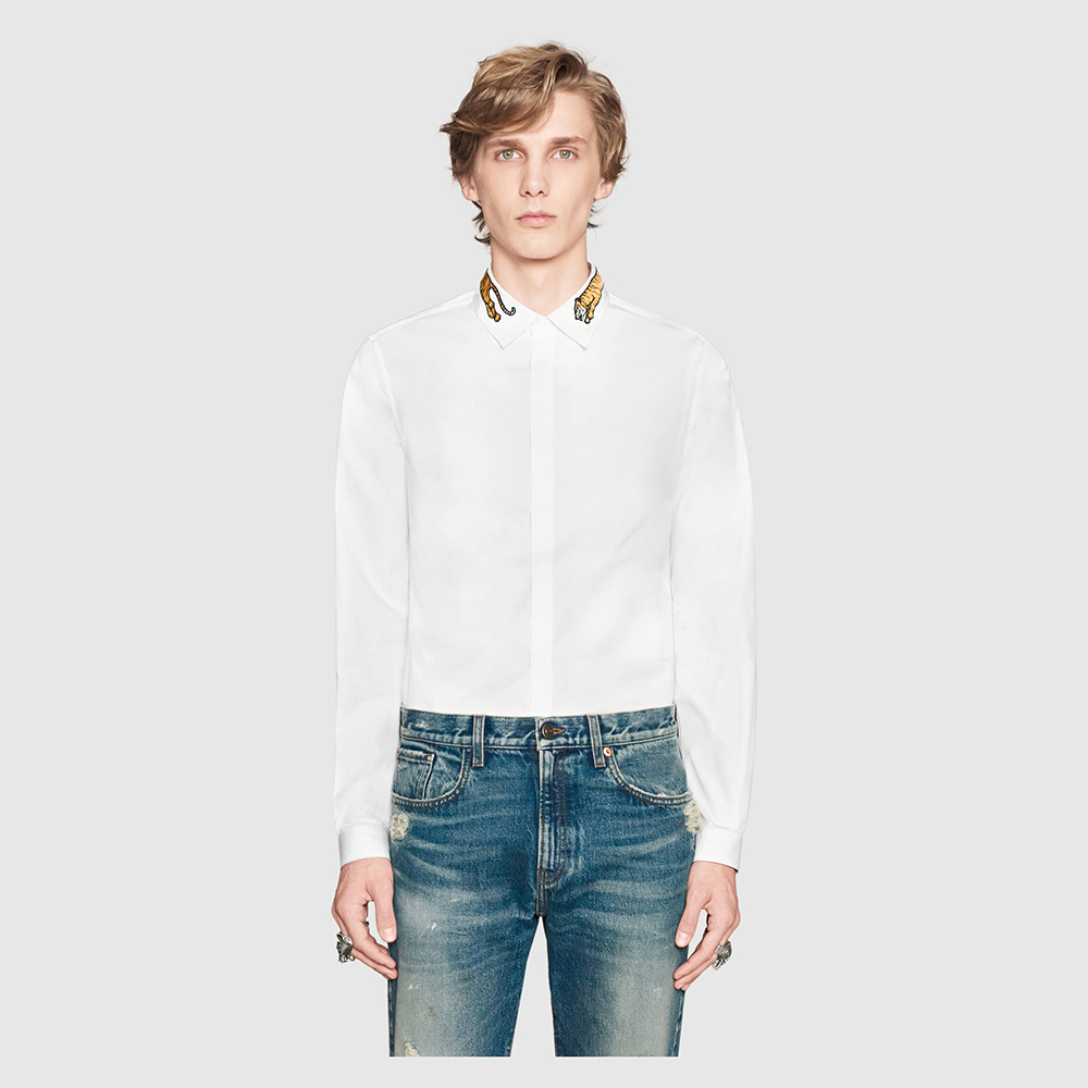 2019 Spring Autumn new fashion mens designer shirts white black long sleeve men work shirt casual embroidery tiger PARIS brand clothing
2019 Spring Autumn new fashion mens designer shirts white black long sleeve men work shirt casual embroidery tiger PARIS brand clothing