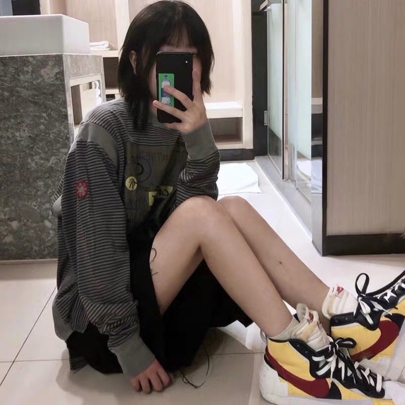 C.E Cav Empt t shirt Men Women Loose Casual Long Sleeve Stripe splice Patch Embroidery Best Quality Streetwear CAVEMPT t-shirts T200224
