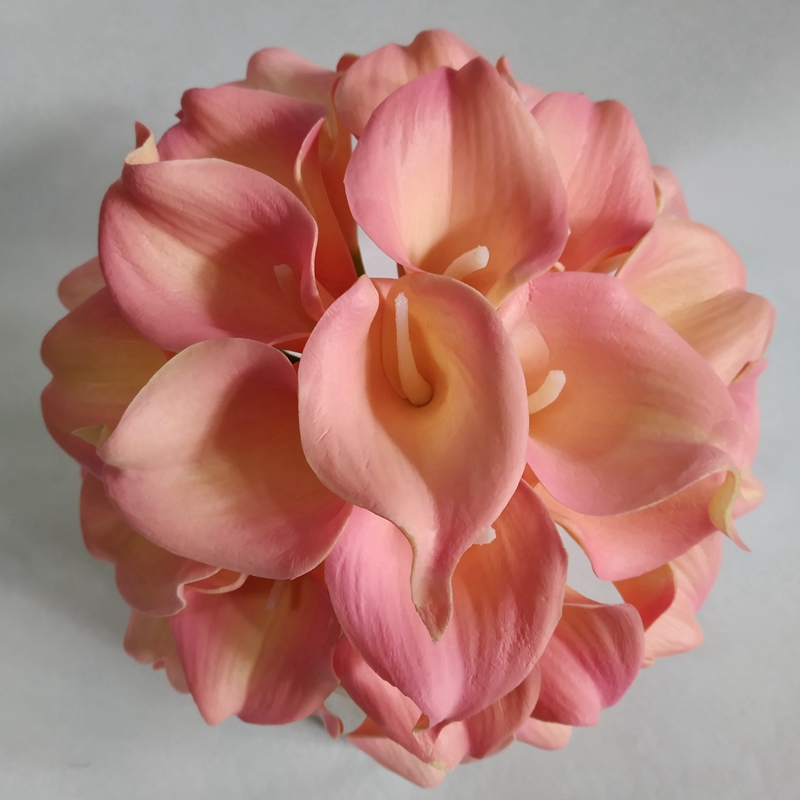 Bridal Bouquet Pink Picasso Calla Lilies Round Wedding Flowers Blush Real to Touch Centerpieces Party Decoration