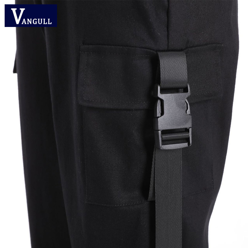 Vangull Long Cargo Women High Waist Pants Buckle Big Pockets Female Trousers Streetwear Pant 2019 New Fashion Sweatpants C19041102