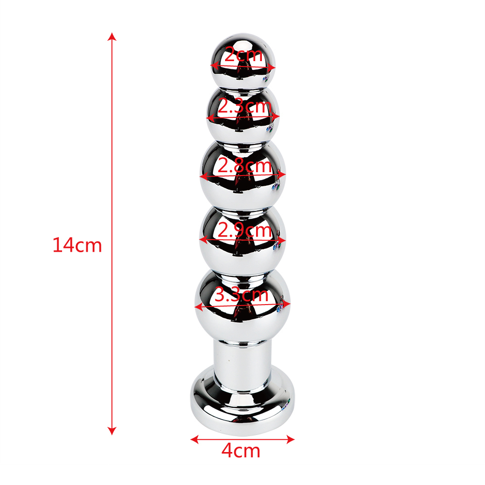IKOKY Stainless Steel Prostate Massage Butt Plug Heavy Anus Beads with 5 Balls Sex Toys for Men and Women Gay Metal Anal Plugs Y18110402