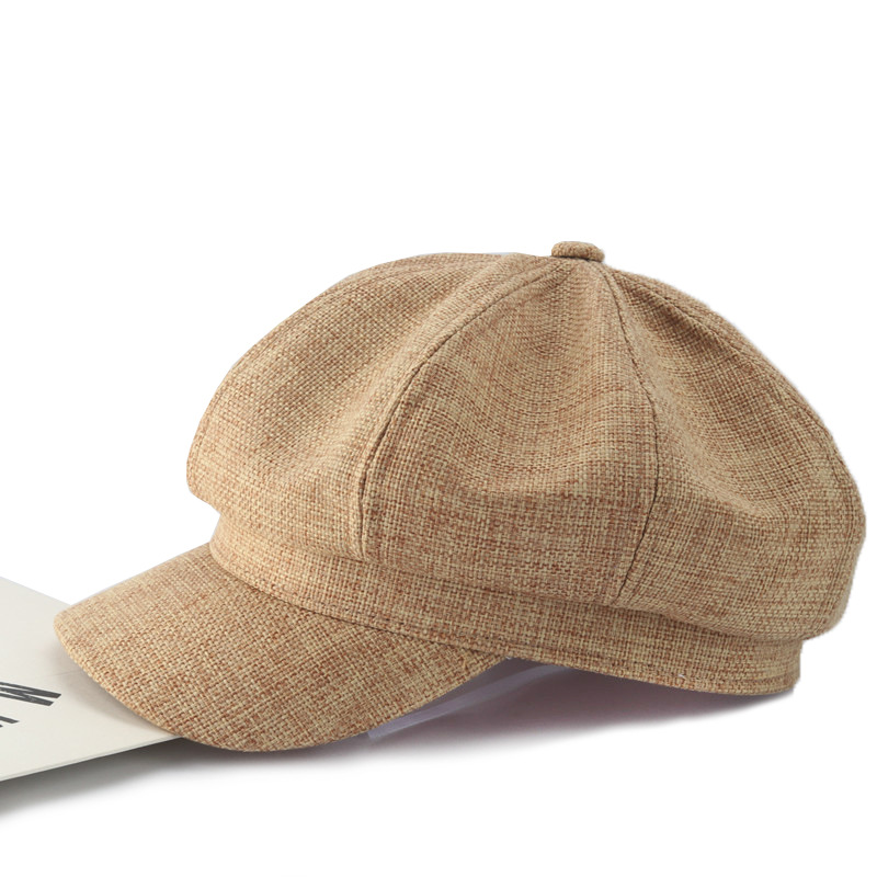 Wholesale- Octagonal Hat Female Adjustable Cotton and Linen Small Fragrance Wind Beret with Brim Thin Section Painter Hat Female