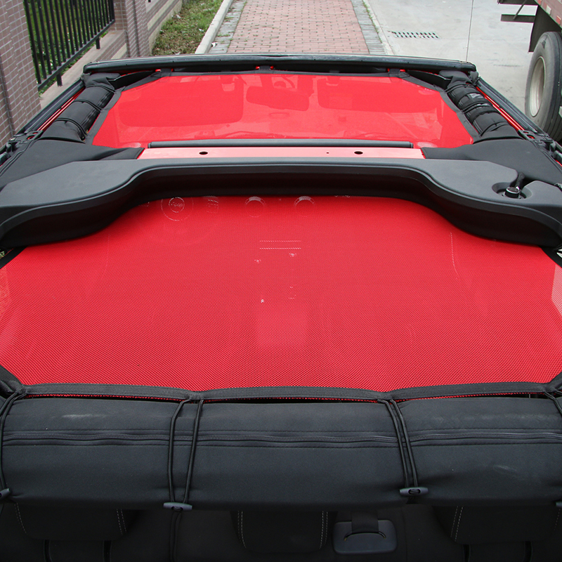 Car Sunshade Sun Protection Net For Jeep Wrangler JK 4 Doors 2007-2017 Auto Exterior Accessories (Red)