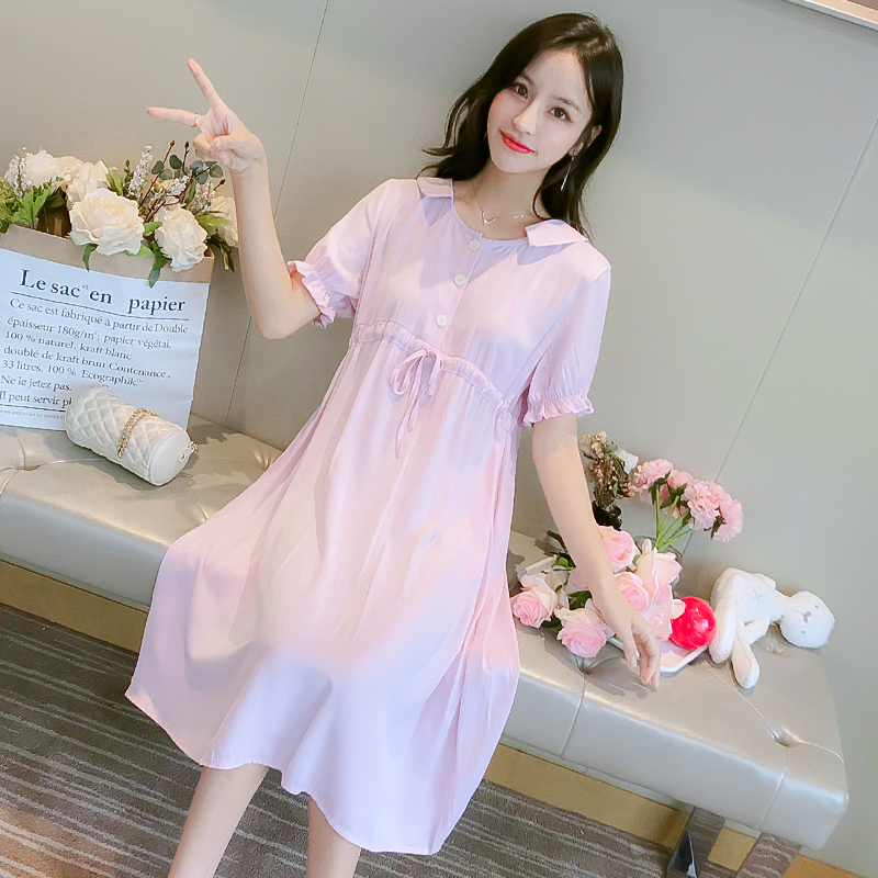 2020 Summer Pregnant Women Fashion Dress Solid Color Turn-Down Collar Short Sleeve DrawString Cotton Dress Maternity Linen, Pink
2020 Summer Pregnant Women Fashion Dress Solid Color Turn-Down Collar Short Sleeve DrawString Cotton Dress Maternity Linen, Pink
