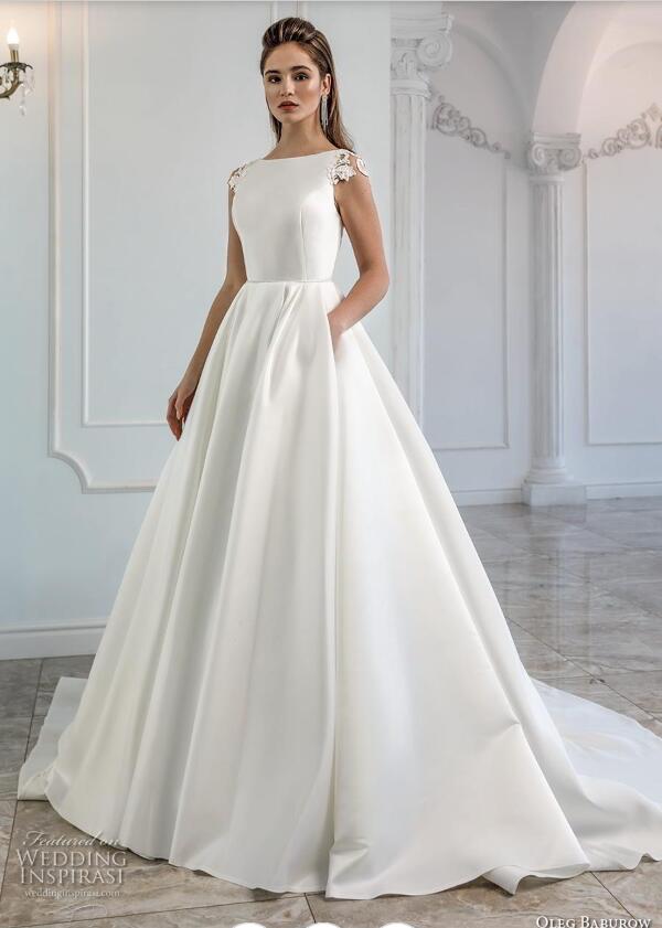 2019 Elegant Satin Boho Wedding Dresses Jewel Neck A Line Cap Sleeve Sweep Train Beach Wedding Dress Custom Made Vestidos De Novia