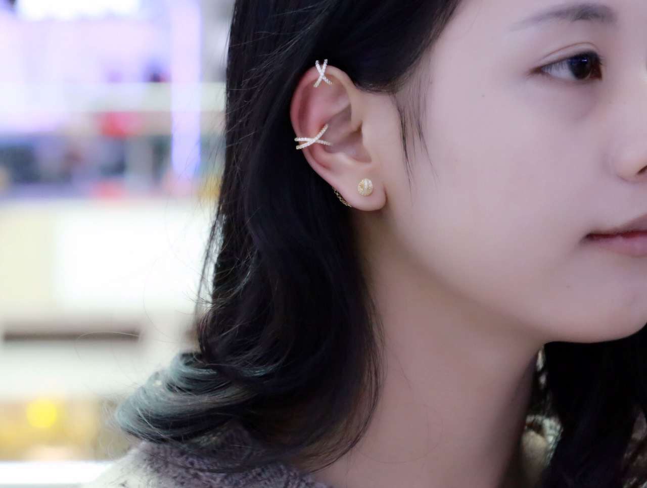 Fashion- Personality Sterling Silver Ear Clip Sing X Tassel Earrings Cuff Women and Girls Caught in the Ear Cuff Jewelry Pearl Natural