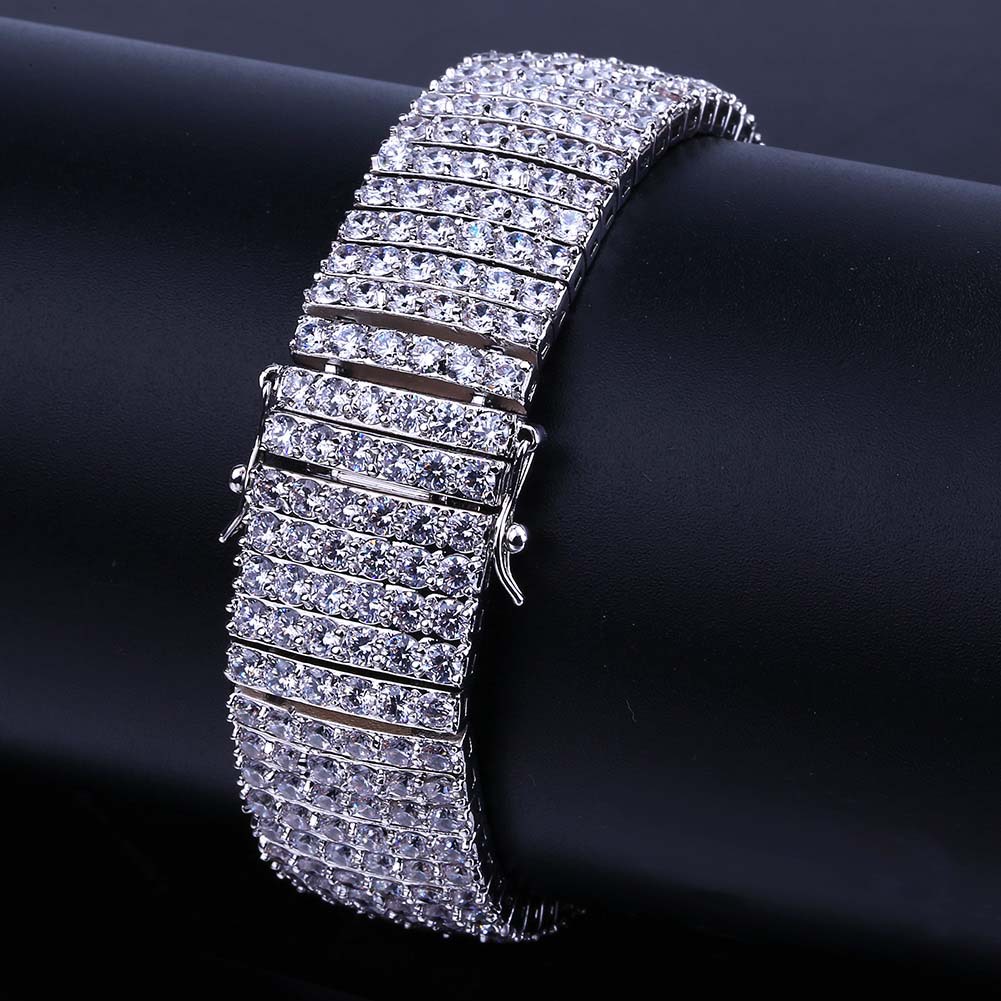 Wholesale- new hot superior quality Bracelet 6 rows of zircon gilded hip-hop men's Bracelet