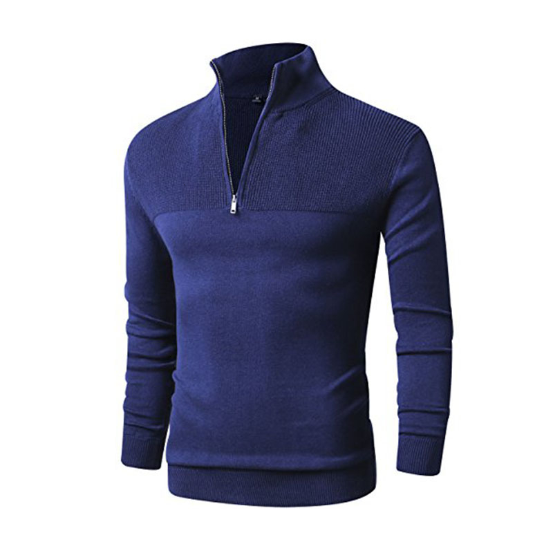 100% Cotton Pollovers Sweater Men Casual Sweater Pull Homme Knitted Pullovers Zipper turtleneck Long Sleeve Knitwear 3XL HotsMX190926