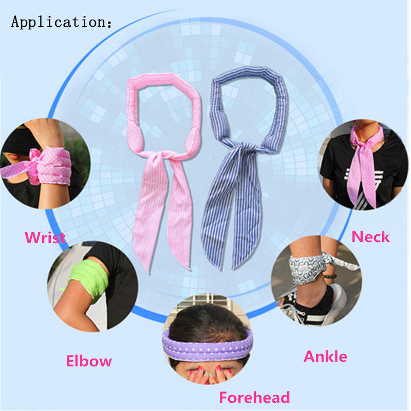 Towel Summer Ice Cooling Wrap Tie 5Colors Non-toxic Neck Arm Cooler Scarf Body Headband Towel Bandana