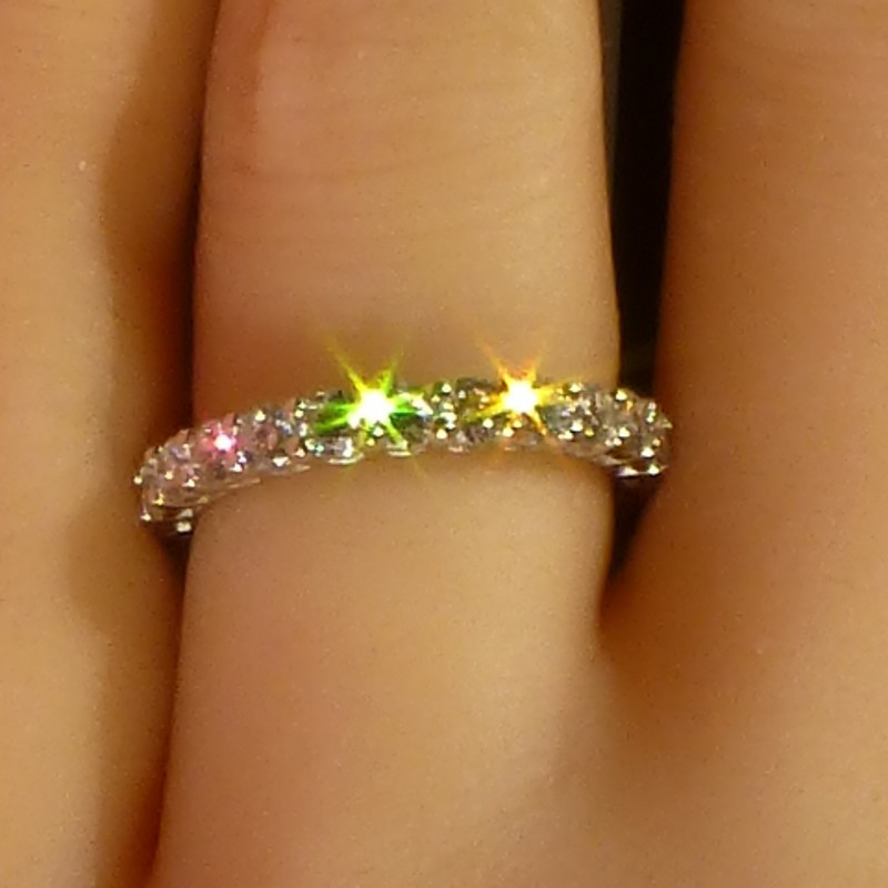 vecalon 2019 Eternity Promise Ring 925 sterling Silver Diamond Engagement Wedding Band Rings For Women men Jewelry Gift