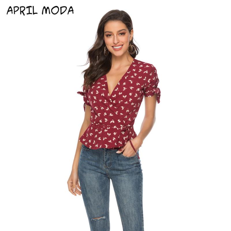 Chiffon Printed V-Neck Short-Sleeve Chiffon Shirt Strappy Top 2020 Spring Summer New Fashion Rest Printing Bow Shirts
Chiffon Printed V-Neck Short-Sleeve Chiffon Shirt Strappy Top 2020 Spring Summer New Fashion Rest Printing Bow Shirts