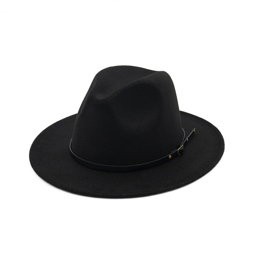 Vintage Unisex Men Women Felt Hat Wide Brim Fedora Trilby Panama Pure Color Gangster Cap Jazz Hat For Femme MNDJS015 D19011102
