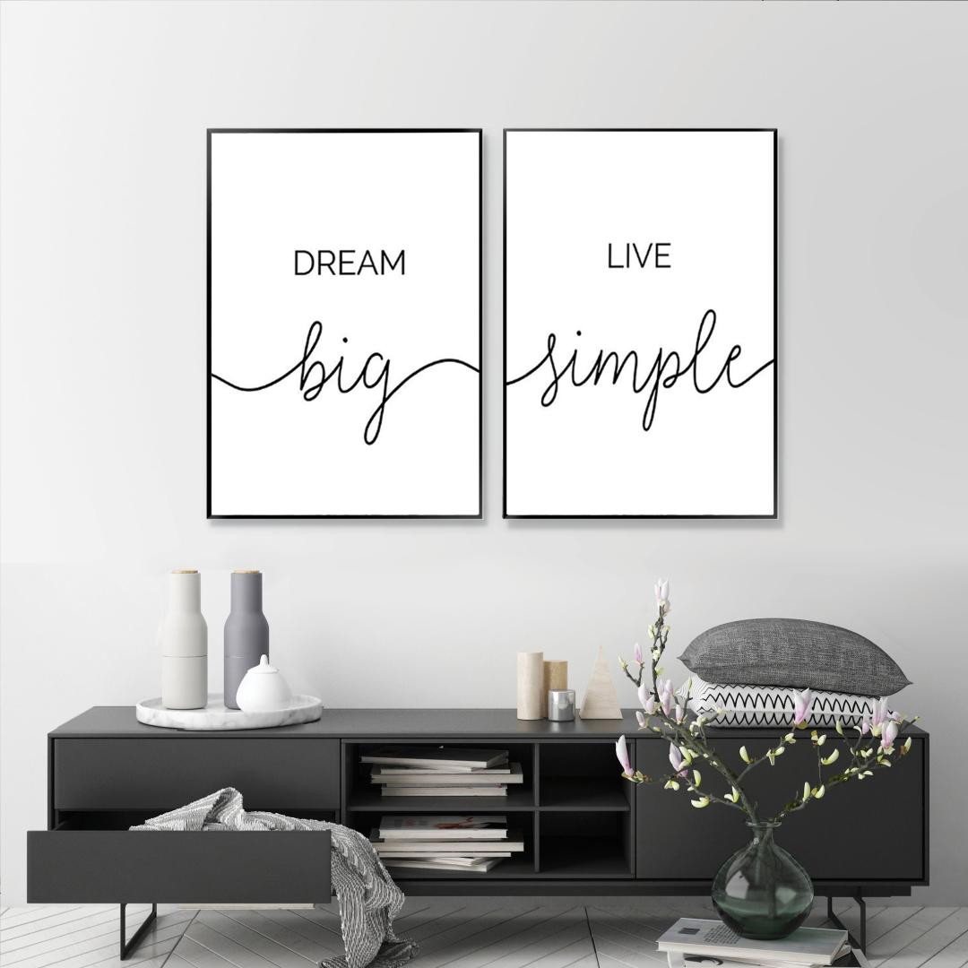 Paintings SURELIFE Dream Big Live Simple Life Quote Black And White Wall Art Prints Canvas Poster Pictures Bedroom Home Decor