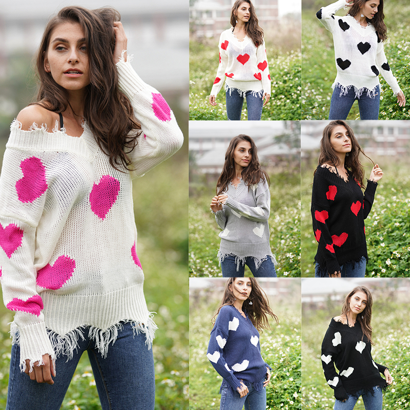 Adorable Valentines day Gift sweater lovely heart style Women knitted Sweaters V-neck sexy tassel irregular broken hem sweatshirt, Gray
Adorable Valentines day Gift sweater lovely heart style Women knitted Sweaters V-neck sexy tassel irregular broken hem sweatshirt, Gray