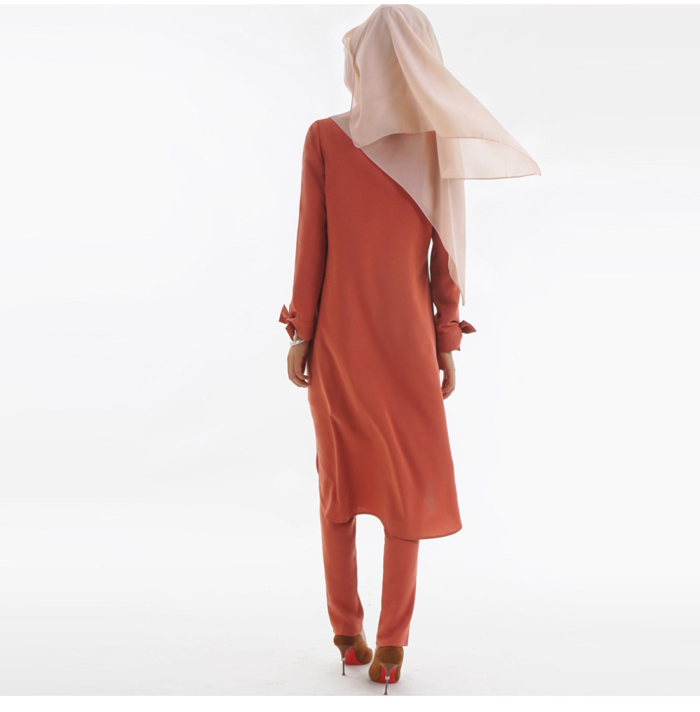 Women Thobe Muslim Arabic Islamic Clothing ethnic Kaftan female Long shirts Sleeve abaya ladies Traditional pant tops suits Long Robe Gown