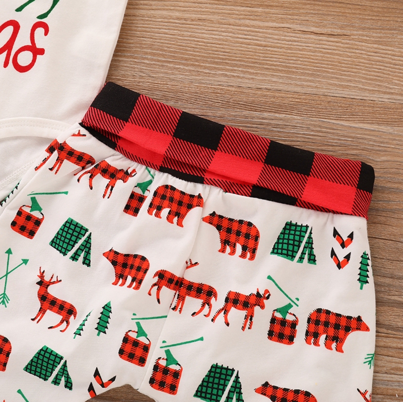 Christmas Baby Clothes Infant Boy Letter Romper Plaid Pants Hat 3pcs Set Check Newborn Girl Bodysuits Xmas Baby Clothing DW4497