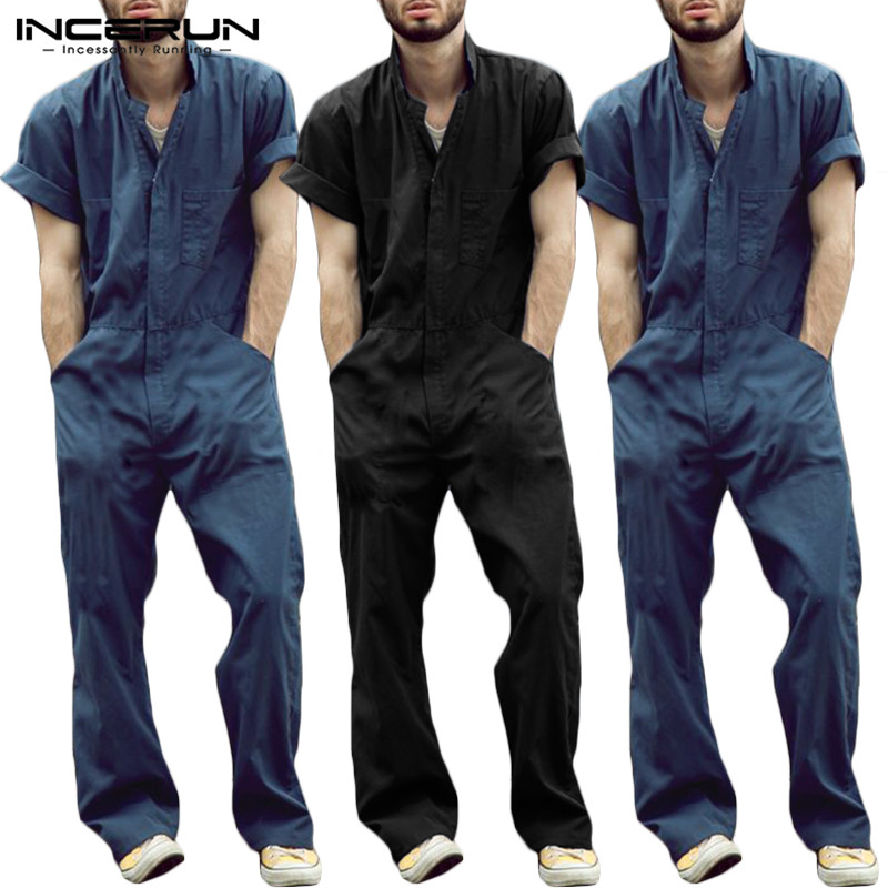 INCERUN Summer Casual Men Solid Short Sleeve Lapel Shirt Jumpsuit Comfort Cargo Overalls Streetwear Fashion Joker Mens Rompers, Black
INCERUN Summer Casual Men Solid Short Sleeve Lapel Shirt Jumpsuit Comfort Cargo Overalls Streetwear Fashion Joker Mens Rompers, Black