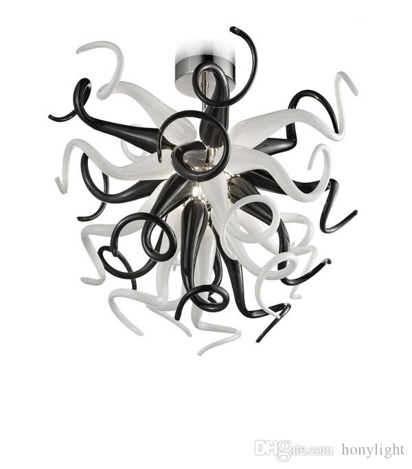 Modern Small Chandelier Light Black and White Color Glass Home Lamps Energy Saving Light Source Murano Glass Ceiling Chandelier