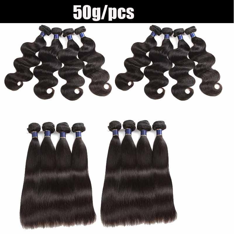 

8A Unprocessed Peruvian Virgin Hair Weaves Body Wave Straight 5/6/8 Bundles Lot Cheap Brazilian Virgin Hair Wefts 10-26 inches 50G/PCS, Natural black