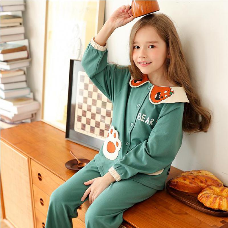 Autumn Winter Child Cartoon Cotton Pajamas For Girls Turn Down Collar Top+long Pants Kids Sleepwear Suit Cute Daughter Homewear, Green
Autumn Winter Child Cartoon Cotton Pajamas For Girls Turn Down Collar Top+long Pants Kids Sleepwear Suit Cute Daughter Homewear, Green