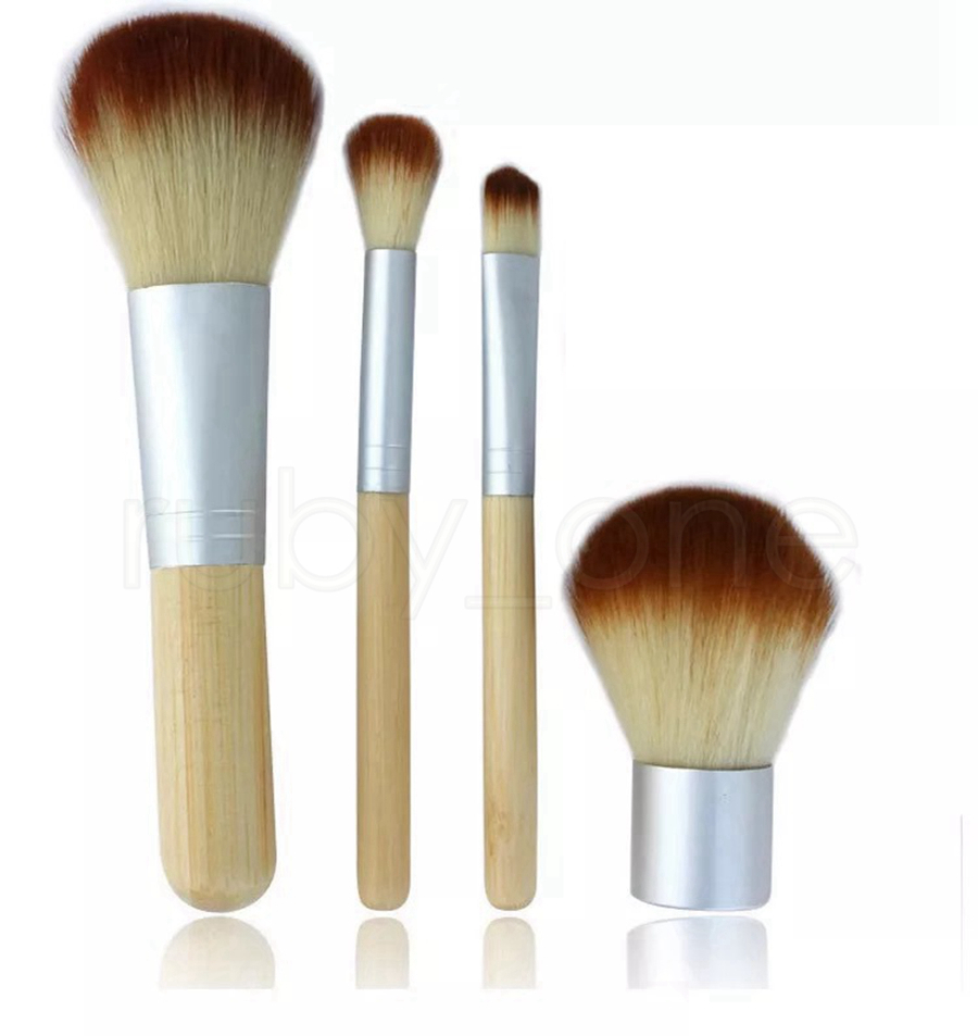 Bamboo Handle Makeup Brushes Set Professional Bamboo Eyeshadow Foundation Make Up Brush Tools With Bag 4Pcs/Set Juego De Brochas De Maquillaje.