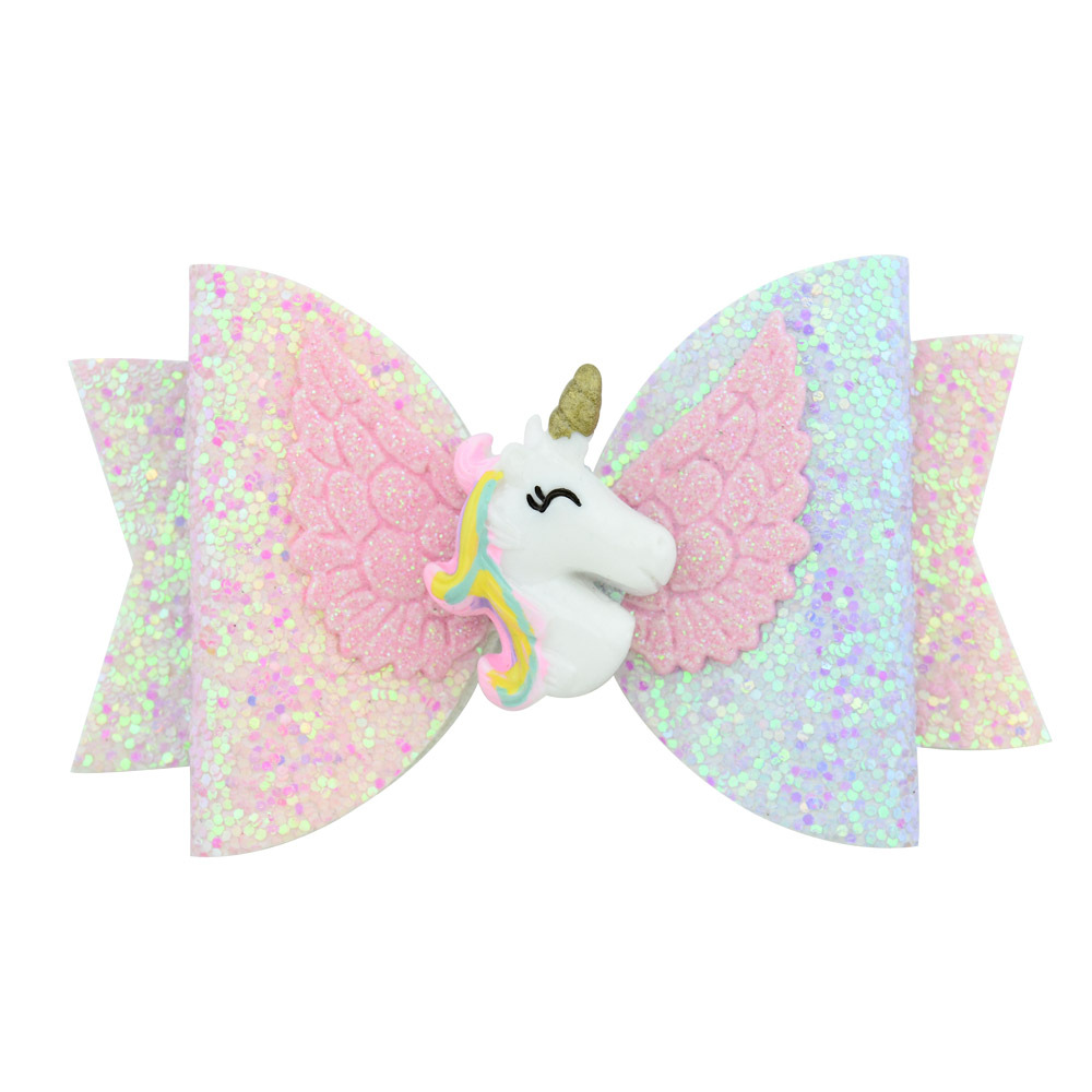New Kids hair Bows accessories Sets Sequin Unicorn Angle Wing Design Bow boutique Hair accessory barrettes Girls Hair Pin Set hairs Clips